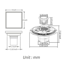 Carregar imagem no visualizador da galeria, Brushed Nickel brass floor drain 4x4inch