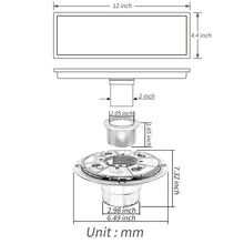 Cargar imagen en el visor de la galería, Matte Black stainless floor drain 11.8inch x 4.3 inch