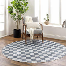 Carregar imagem no visualizador da galeria, Alie Blue Gray Checkered Washable Rug