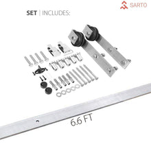 Cargar imagen en el visor de la galería, Lucia 2166 Matte White Double Barn Door with Clear Glass | Silver Finish Rail