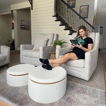 Cargar imagen en el visor de la galería, Stowaway Chic Boucle Ottomans, Set of Two