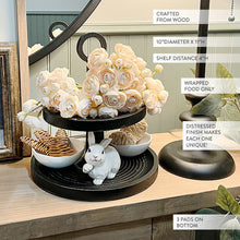Carregar imagem no visualizador da galeria, Distressed 2 Tiered Wooden Tray with Handle