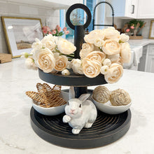 Carregar imagem no visualizador da galeria, Distressed 2 Tiered Wooden Tray with Handle