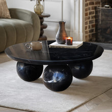 Load image into Gallery viewer, Toros Black Marble Round Designer Coffee Table with Sphere Legs