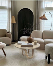 Carregar imagem no visualizador da galeria, Troia Light Travertine Vein-cut Designer Round Polished Coffee Table (D)24" (H)14"