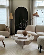 Carregar imagem no visualizador da galeria, Troia Light Travertine Unfilled Round Polished Coffee Table (D)27.5" (H)16"