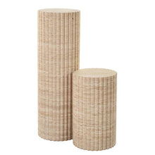 Load image into Gallery viewer, Troia Light Travertine Plinth Side Table Fluted Unfilled, Honed