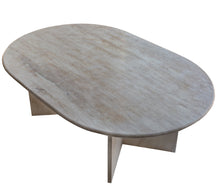 Carregar imagem no visualizador da galeria, Troia Light Travertine Oval Shape Coffee Table Filled and Polished (W)24" (L)48" (H)16"