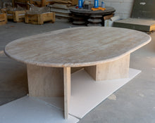Carregar imagem no visualizador da galeria, Troia Light Travertine Oval Shape Coffee Table Filled and Polished (W)24" (L)48" (H)16"
