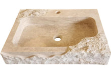 Load image into Gallery viewer, Beige Travertine Rectangular Wall-mount Bathroom Sink Rustic (W)16" (L)24" (H)5"