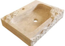 Load image into Gallery viewer, Beige Travertine Rectangular Wall-mount Bathroom Sink Rustic (W)16" (L)24" (H)5"