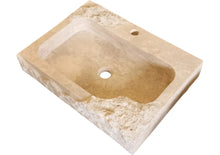 Load image into Gallery viewer, Beige Travertine Rectangular Wall-mount Bathroom Sink Rustic (W)16" (L)24" (H)5"