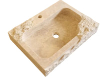 Load image into Gallery viewer, Beige Travertine Rectangular Wall-mount Bathroom Sink Rustic (W)16" (L)24" (H)5"
