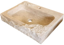 Load image into Gallery viewer, Beige Travertine Rectangular Wall-mount Bathroom Sink Rustic (W)16" (L)24" (H)5"
