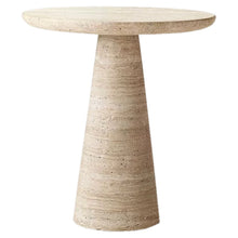 Carregar imagem no visualizador da galeria, Troia Light Travertine Round End/Side Table Conic Shape Leg Honed (D)18" (H)22"