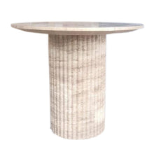 Carregar imagem no visualizador da galeria, Tuscany Beige Travertine Vein-cut Oval Shape Coffee Table Fluted Leg (W)24" (L)50" (H)23"