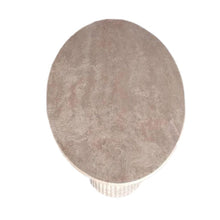 Carregar imagem no visualizador da galeria, Tuscany Beige Travertine Vein-cut Oval Shape Coffee Table Fluted Leg (W)24" (L)50" (H)23"