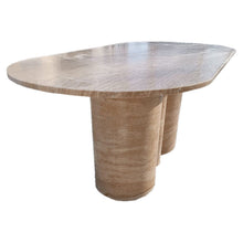 Carregar imagem no visualizador da galeria, Tuscany Walnut Travertine Vein-cut Oval Shape Coffee Table Wavy Legs (W)20" (L)40" (H)18"