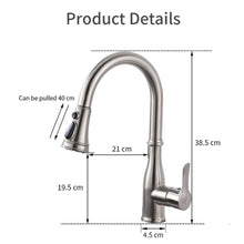 Load image into Gallery viewer, Videcshop Kitchen Faucet Brushed Nickel / Stainless Steel / Smart Sprayer VIDEC KW-86SN Smart Kitchen Faucet, 3 Modes Pull Down Smart Sprayer, Ceramic Valve, 360-Degree Rotation, 1 or 3 Hole Deck Plate.
