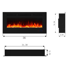Carregar imagem no visualizador da galeria, Wall Electric Fireplace with Remote Control and Touch Screen in 13 Flame Colors and Base Lights