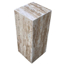 Carregar imagem no visualizador da galeria, Walnut Travertine Vein-cut Cube Design End/Side Table, Nightstand Polished (W)10" (L)10" (H)24"