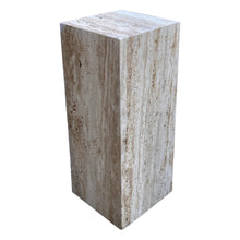 Carregar imagem no visualizador da galeria, Walnut Travertine Vein-cut Cube Design End/Side Table, Nightstand Polished (W)10" (L)10" (H)24"