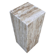 Carregar imagem no visualizador da galeria, Walnut Travertine Vein-cut Cube Design End/Side Table, Nightstand Polished (W)10" (L)10" (H)24"