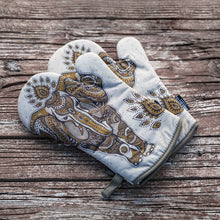 Load image into Gallery viewer, Elephant Boho Oven Mitts And Potholder Set