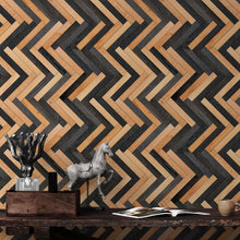 Carregar imagem no visualizador da galeria, Modern Design Wooden Zigzag Panel Wallpaper Mural. #6736