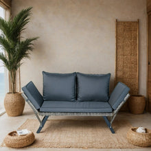 Load image into Gallery viewer, 1 PCS Patio Wicker Side Foldable Bench Patio Backyard Conversation Bench Grey Wicker + Dark Grey Cushion
