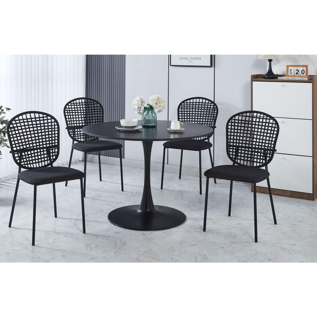 1+4,5pieces dining set, Table metal leg Mid-century Dining Table for 4-6 people With Mdf Table Top, Pedestal Dining Table, End Table Leisure Coffee Table