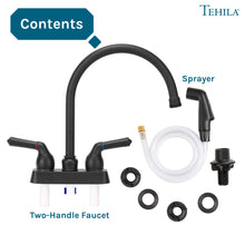 Cargar imagen en el visor de la galería, Tehila Black Finish Gooseneck Faucet with Side Sprayer
