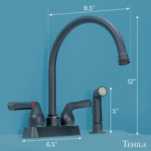 Cargar imagen en el visor de la galería, Tehila Black Finish Gooseneck Faucet with Side Sprayer
