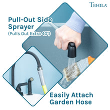 Cargar imagen en el visor de la galería, Tehila Black Finish Gooseneck Faucet with Side Sprayer
