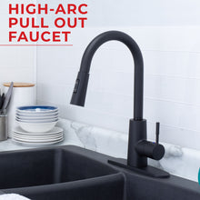 Load image into Gallery viewer, Tehila Black Finish High-Arc Pull-Down Faucet

