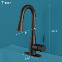 Load image into Gallery viewer, Tehila Black Finish Low Profile Pull-Down Faucet
