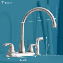 Load image into Gallery viewer, Tehila Stainless Steel Finish Wide-set Gooseneck Faucet with Side Sprayer
