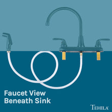 Load image into Gallery viewer, Tehila Stainless Steel Finish Wide-set Gooseneck Faucet with Side Sprayer
