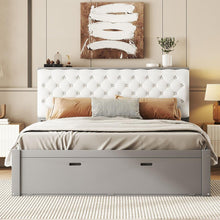 Load image into Gallery viewer, Wood Queen Size Platform Bed with Storage Headboard, shoe rack and 4 drawers,Gray
