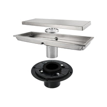 Load image into Gallery viewer, Brushed nickel stainless floor drain 11.8inch x 4.3 inch
