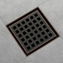 Load image into Gallery viewer, Oil rubbered bronze brass shower drain 4 or 8 inch  with ABS base
