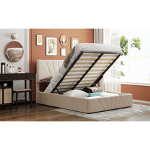 Load image into Gallery viewer, Full size Upholstered Platform bed with a Hydraulic Storage System - Beige
