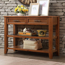 Load image into Gallery viewer, Console Sofa Table with 2 Storage Drawers and 2 Tiers Shelves, Mid-Century Style 42&quot; Solid Wood Buffet Sideboard for Living Room Furniture Kitchen Dining Room Entryway Hallway, Brown
