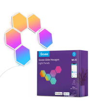 Carregar imagem no visualizador da galeria, Govee Glide Hexagon Smart Color Changing Plug-In Wi-Fi Enabled Integrated LED Light Panels (5-Piece)
