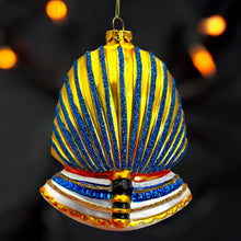 Carregar imagem no visualizador da galeria, Evil Egyptian Pharoah Half Skull Head Glass Ornament, Gothic Halloween Tree Decor
