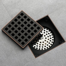 Load image into Gallery viewer, Oil rubbered bronze brass shower drain 4 or 8 inch  with ABS base
