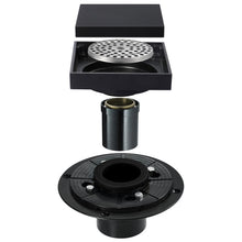 Load image into Gallery viewer, Matte Black brass floor drain 4x4inch
