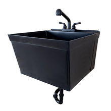 Load image into Gallery viewer, Tehila Standard Wall-Mounted Black Utility Sink with Black Finish Pull-Out Faucet
