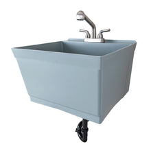 Load image into Gallery viewer, Tehila Standard Wall-Mounted Grey Utility Sink with Stainless Steel Finish Pull-Out Faucet
