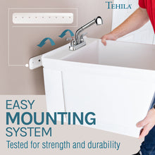 Cargar imagen en el visor de la galería, Tehila Standard Wall-Mounted White Utility Sink with Chrome Finish Pull-Out Faucet

